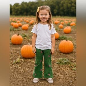 Lilly Pulitzer Green Corduroy Embroidered‎ Pink Whale Pants Girls 12